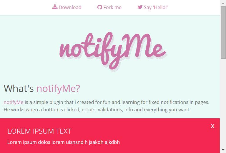 Sử dụng notifyMe để hiển thị thông báo trong website của bạn